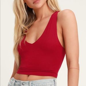 Lulu's - Feels Like Dancing Red Crop Top -Sz SMALL